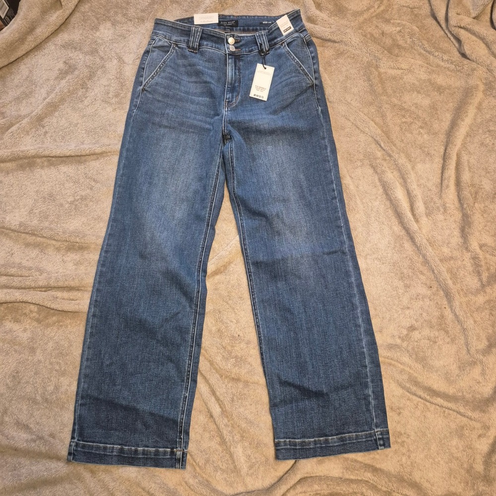Judy Blue High Waist Wide Leg Jeans Medium Wash JB82558MD-CO Size 13/31 NEW